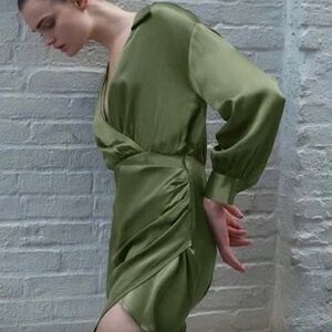 Zara Long Sleeve Green Dress